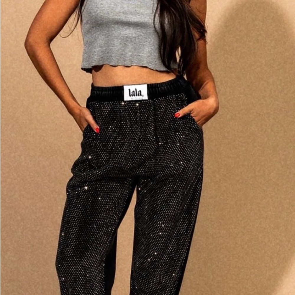 Dressed in LALA Black Sparkle Joggers